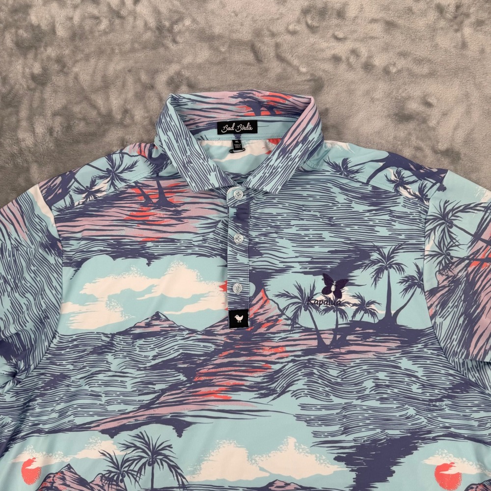Bad Birdie Men's Pardon the Eruption Short Sleeve Polo siz xl